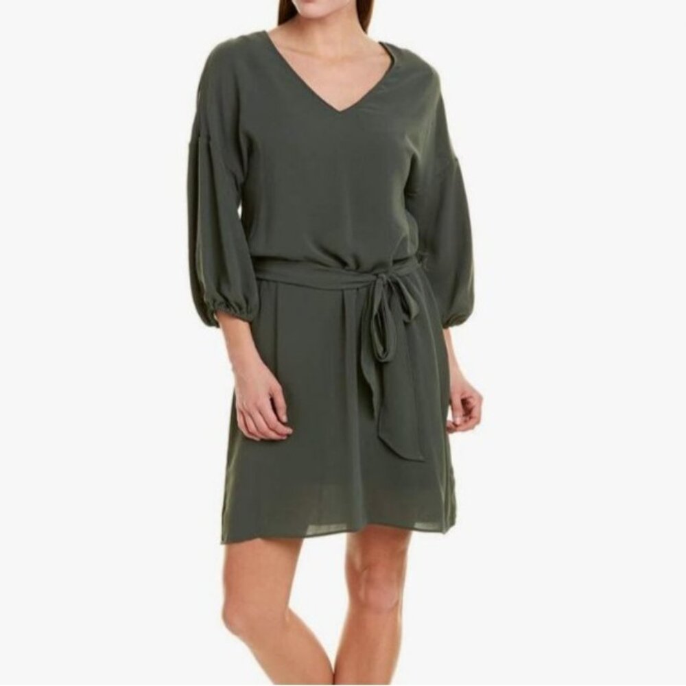 Adrianna Papell Gauzy Crepe Bubble‎ Sleeve Dress Womens 2 Green New No Belt